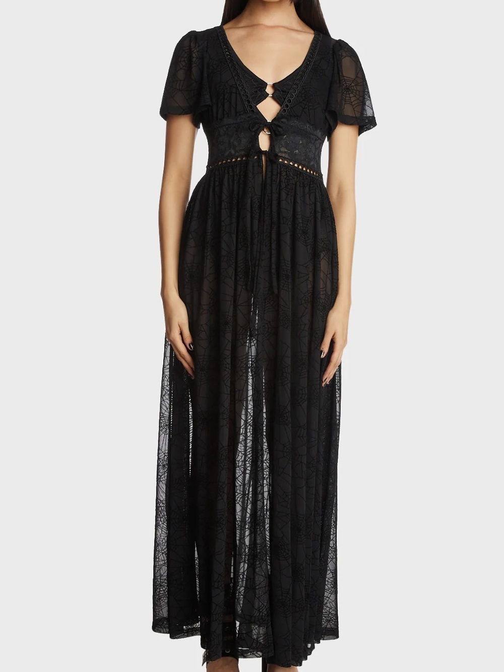 NEW Forest Ink Mesh Spiderweb Wrap Dress XL